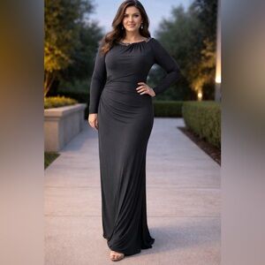 Ralph Lauren Holiday Plush Onyx Evening Dress (Size 14)